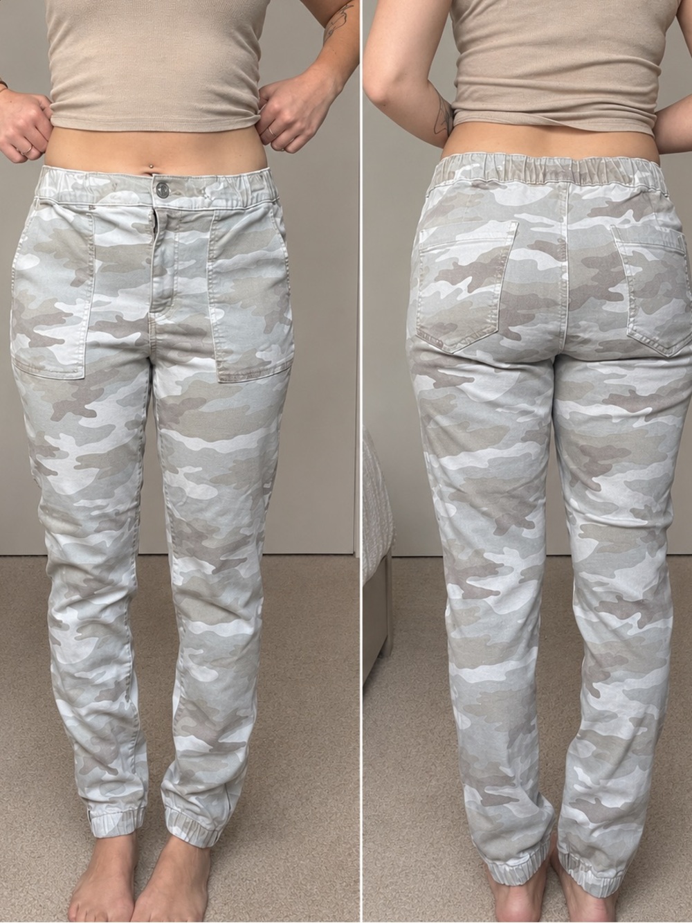 American Eagle Outfitters Beige Gray Camo Jogger Pants